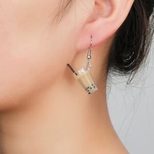 Cute Boba Tea Hook Earrings